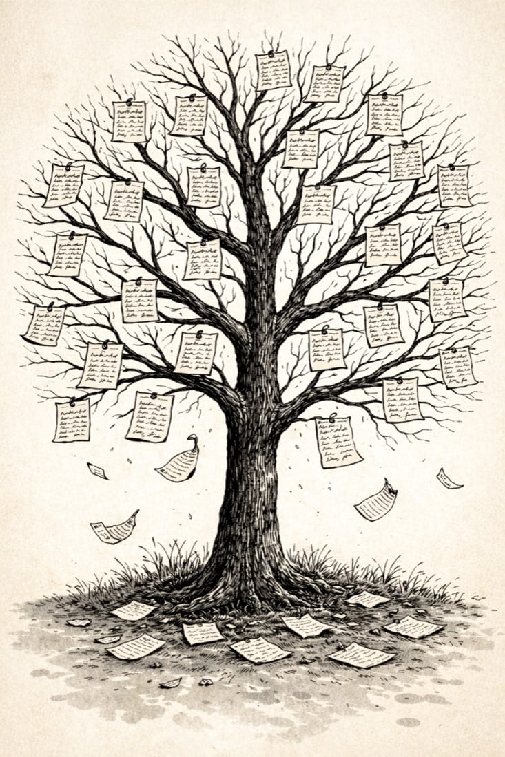 A tree whose leaves are pages